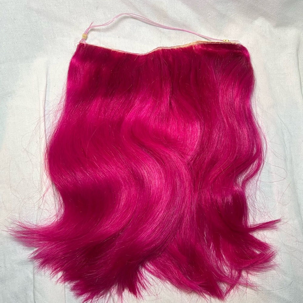 14" Bright Pink Halo Hair Extensions Real Human Hair, Pulp Riot's Cupid